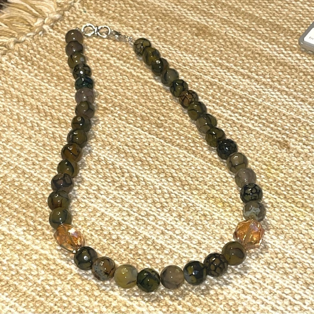 Agate Amber 12mm Handmade Chunky Necklace 20'' long